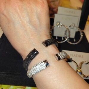 HENRI BENDEL Silver SPARKLING CRYSTAL Cuff Bracelet Only